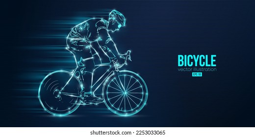 Abstract silhouette of a road bike racer, man is riding on sport bicycle isolated on blue background. Cycling sport transport. Vector illustration