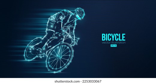 Silueta abstracta de un corredor de ciclismo de carretera, el hombre está montando en bicicleta deportiva aislado en fondo azul. Transporte deportivo en bicicleta. Ilustración del vector