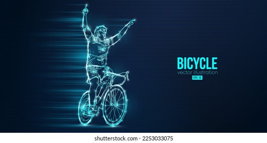 Abstract silhouette of a road bike racer, man is riding on sport bicycle isolated on blue background. Cycling sport transport. Vector illustration