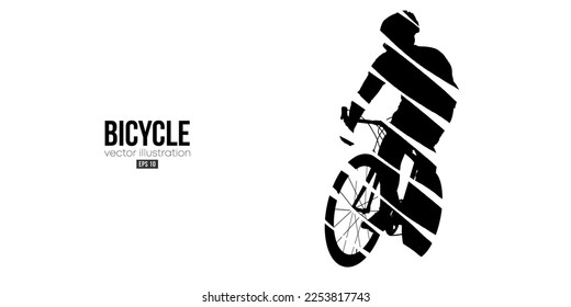 Abstract silhouette of a road bike racer, man is riding on sport bicycle isolated on white background. Cycling sport transport. Vector illustration