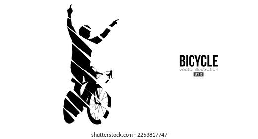 Abstract silhouette of a road bike racer, man is riding on sport bicycle isolated on white background. Cycling sport transport. Vector illustration