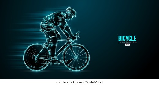 Silueta abstracta de un corredor de ciclismo de carretera, el hombre está montando en bicicleta deportiva aislado en el fondo negro. Transporte deportivo en bicicleta. Ilustración del vector