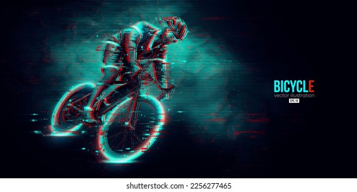 Silueta abstracta de un corredor de ciclismo de carretera, el hombre está montando en bicicleta deportiva aislado en el fondo negro. Transporte deportivo en bicicleta. Ilustración del vector