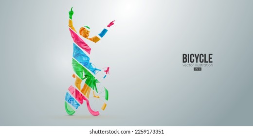 Abstract silhouette of a road bike racer, man is riding on sport bicycle isolated on white background. Cycling sport transport. Vector illustration