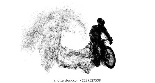 Abstract silhouette of a road bike racer, man is riding on sport bicycle isolated on white background. Cycling sport transport. Vector illustration