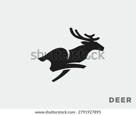 abstract silhouette run jump deer elk logo design template illustration inspiration