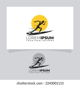 Abstract Silhouette Runner Logo Design Vector Illustration