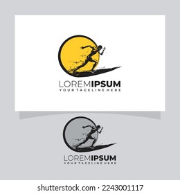 Abstrakte Silhouette Runner Logo Design Vektorgrafik