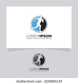 Abstract Silhouette Runner Logo Design Vector Illustration