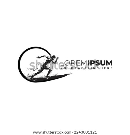 Abstract Silhouette Runner Logo Design Vector Illustration