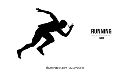 Abstract silhouette of a running athlete on white background. Runner man are running sprint or marathon. Vector illustration