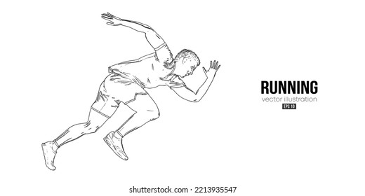 Abstract silhouette of a running athlete on white background. Runner man are running sprint or marathon. Vector illustration