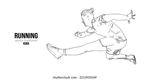 Abstract silhouette of a running athlete on white background. Runner man are running sprint or marathon. Vector illustration