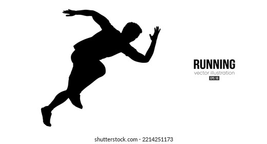 Abstract silhouette of a running athlete on white background. Runner man are running sprint or marathon. Vector illustration