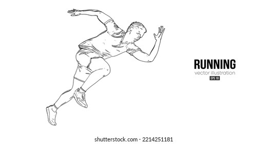 Abstract silhouette of a running athlete on white background. Runner man are running sprint or marathon. Vector illustration