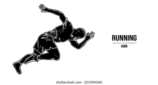 Abstract silhouette of a running athlete on white background. Runner man are running sprint or marathon. Vector illustration