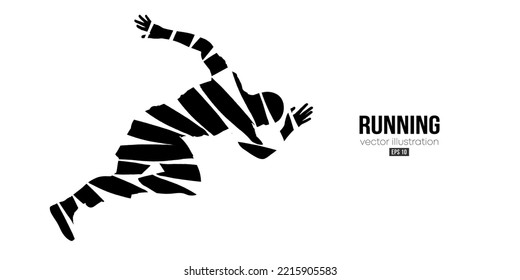 Abstract silhouette of a running athlete on white background. Runner man are running sprint or marathon. Vector illustration