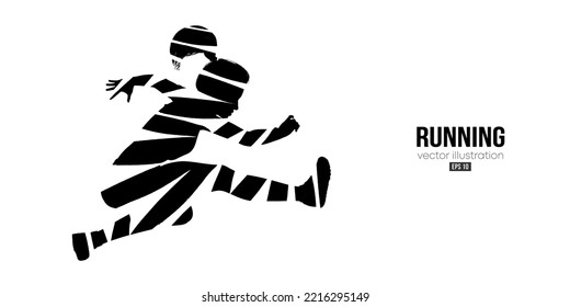 Abstract silhouette of a running athlete on white background. Runner woman are running sprint or marathon. Vector illustration
