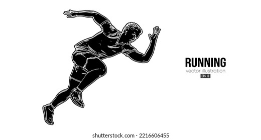 Abstract silhouette of a running athlete on white background. Runner man are running sprint or marathon. Vector illustration