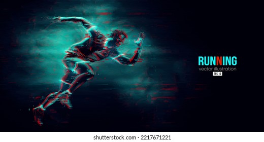 Abstract silhouette of a running athlete on black background. Runner man are running sprint or marathon. Vector illustration