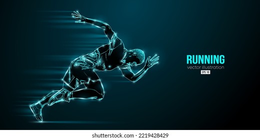 Abstract silhouette of a running athlete on black background. Runner man are running sprint or marathon. Vector illustration