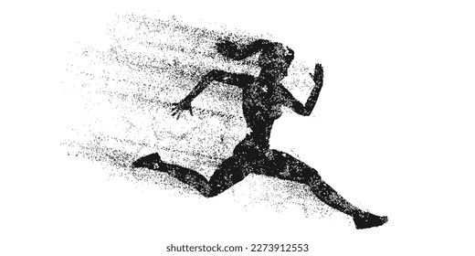 Abstract silhouette of a running athlete on white background. Runner woman are running sprint or marathon. Vector illustration