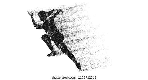 Abstract silhouette of a running athlete on white background. Runner woman are running sprint or marathon. Vector illustration