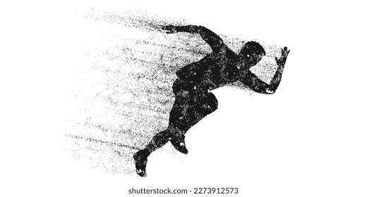 Abstract silhouette of a running athlete on white background. Runner man are running sprint or marathon. Vector illustration