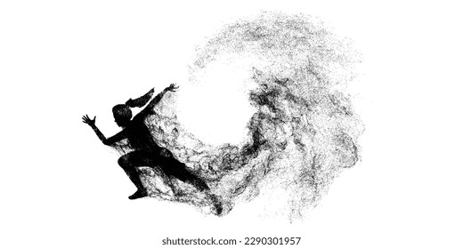 Abstract silhouette of a running athlete on white background. Runner woman are running sprint or marathon. Vector illustration