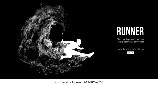 Abstract silhouette of a running athlete on black background. Runner woman are running sprint or marathon. Vector illustration