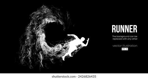 Abstract silhouette of a running athlete on black background. Runner woman are running sprint or marathon. Vector illustration