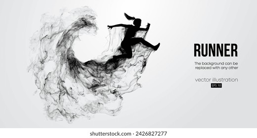 Abstract silhouette of a running athlete on white background. Runner woman are running sprint or marathon. Vector illustration