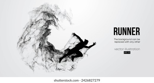 Abstract silhouette of a running athlete on white background. Runner woman are running sprint or marathon. Vector illustration