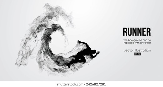 Abstract silhouette of a running athlete on white background. Runner woman are running sprint or marathon. Vector illustration