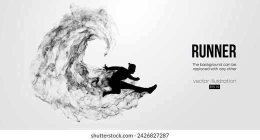 Abstract silhouette of a running athlete on white background. Runner woman are running sprint or marathon. Vector illustration