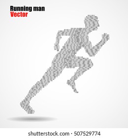 Abstract silhouette running man from binary computer code, vector illustration eps 10