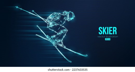 Abstract silhouette of a skiing on black background. The skier man doing a trick. Carving Vector illustration