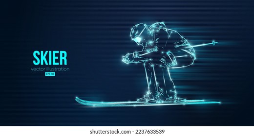 Abstract silhouette of a skiing on black background. The skier man doing a trick. Carving Vector illustration