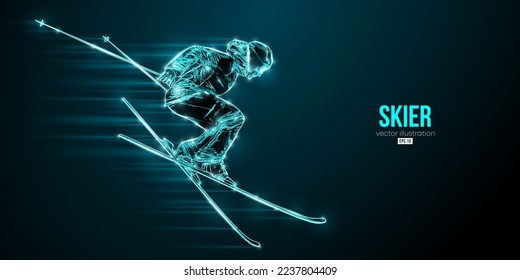 Abstract silhouette of a skiing on black background. The skier man doing a trick. Carving Vector illustration