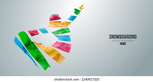 Abstract silhouette of a skiing on white background. The skier man doing a trick. Carving Vector illustration