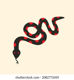 Abstract Silhouette Snake Animal Illustration, Hand Drawn Clip Art Vector EPS 10.