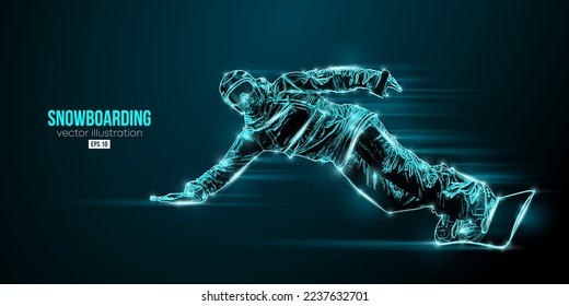 Abstract silhouette of a snowboarding on black background. The snowboarder man doing a trick. Carving. Vector illustration