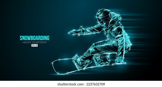 Abstract silhouette of a snowboarding on black background. The snowboarder man doing a trick. Carving. Vector illustration