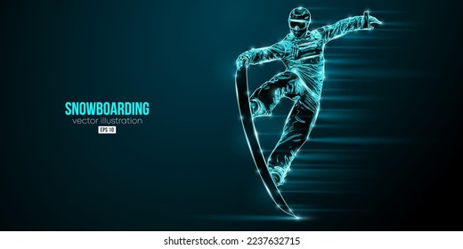 Abstract silhouette of a snowboarding on black background. The snowboarder man doing a trick. Carving. Vector illustration