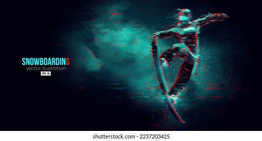 Abstract silhouette of a snowboarding on blue background. The snowboarder man doing a trick. Carving. Vector illustration