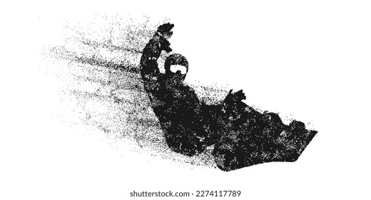 Abstract silhouette of a snowboarding on white background. The snowboarder man doing a trick. Carving. Vector illustration