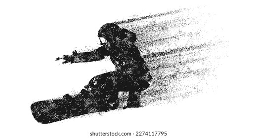 Abstract silhouette of a snowboarding on white background. The snowboarder man doing a trick. Carving. Vector illustration