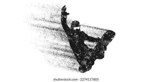 Abstract silhouette of a snowboarding on white background. The snowboarder man doing a trick. Carving. Vector illustration