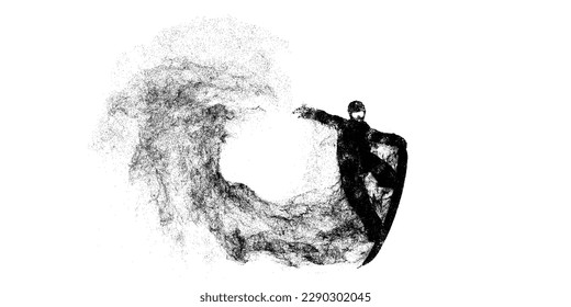 Abstract silhouette of a snowboarding on white background. The snowboarder man doing a trick. Carving. Vector illustration