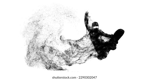 Abstract silhouette of a snowboarding on white background. The snowboarder man doing a trick. Carving. Vector illustration